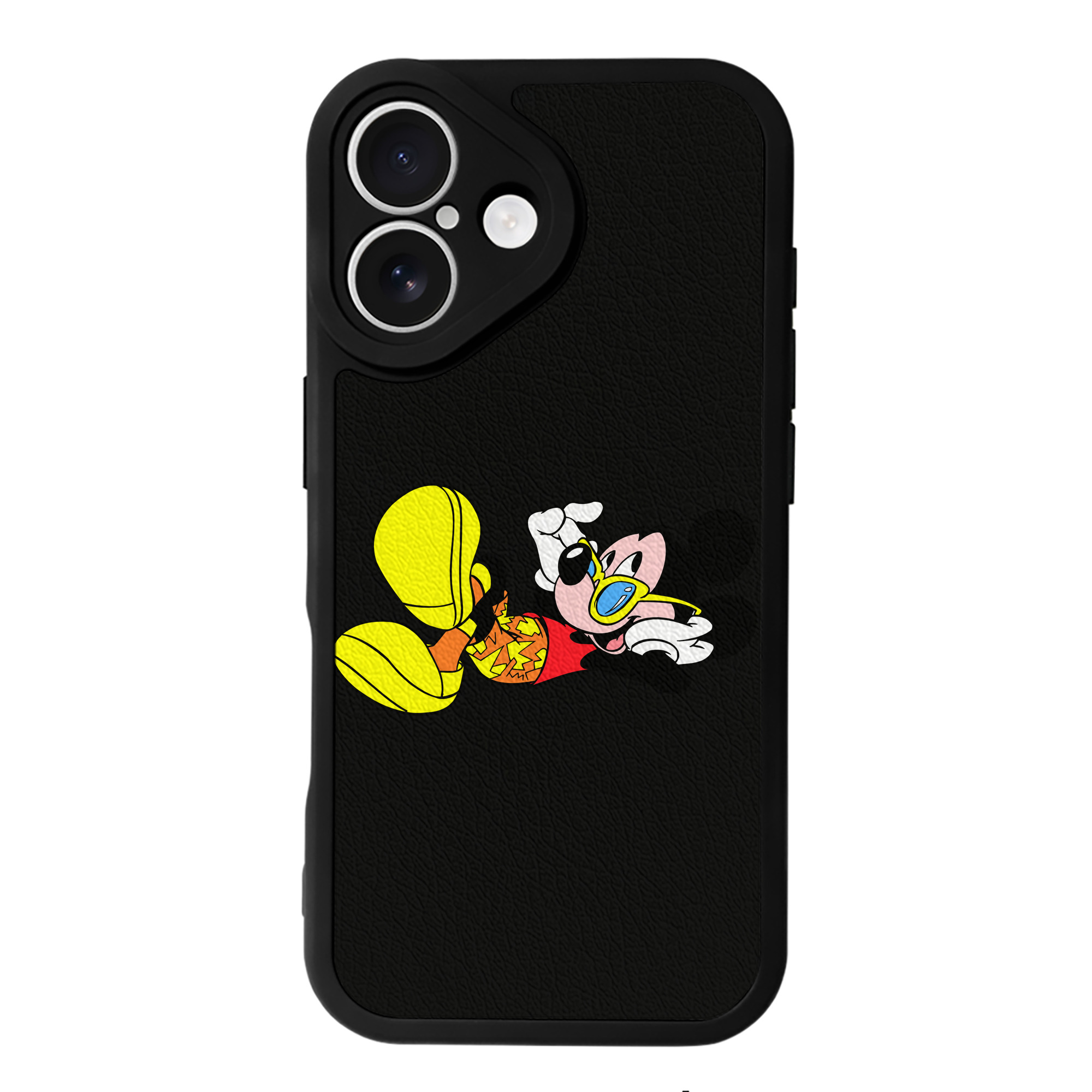 （画像用） ミッキーマウス Mickey Mouse 【iPhone 16シリーズ対応】シリコンスマホケース（レザー調） 材質：シリコン